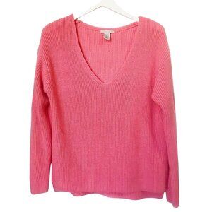 H&M pink deep V neck sweater, size S